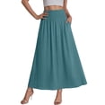 thumbnail image 2 of Gamivast Skirts for Women Smocked High Waisted Maxi Skirt Flowy Skirt Casual Skirt with Pockets A-Line Long Skirt for Vacation Daily Travel Weekend Wear Dark Blue S, 2 of 6