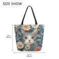 thumbnail image 5 of FORMRS Womens Canvas Tote Bag with Zipper Inner Pocket Shoulder Handbag, Flowers Cat, 5 of 7