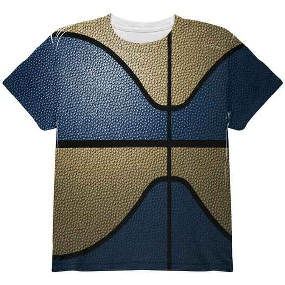 Championship Basketball Dark Blue and Gold All Over Youth T Shirt Multi YLG