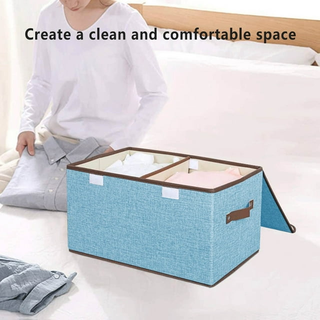 Boîte de Rangement TIMIFIS Tissu Pliable Boîte de Rangement Double Couvercle Effet d'Étanchéité Est Bon Tri des Vêtements et Rangement Détachable