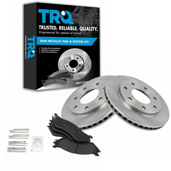 TRQ Front Brake Pad & Rotor Kit Brake Pads Brake Rotor Semi-Metallic Fits Select 1999-2003 Ford F-150 2004 F-150 Heritage 1997-1999 F-250