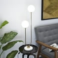 thumbnail image 3 of DecMode 31" 2 Light Curved Orb Gold Table Lamp with White Glass Shade, 3 of 15