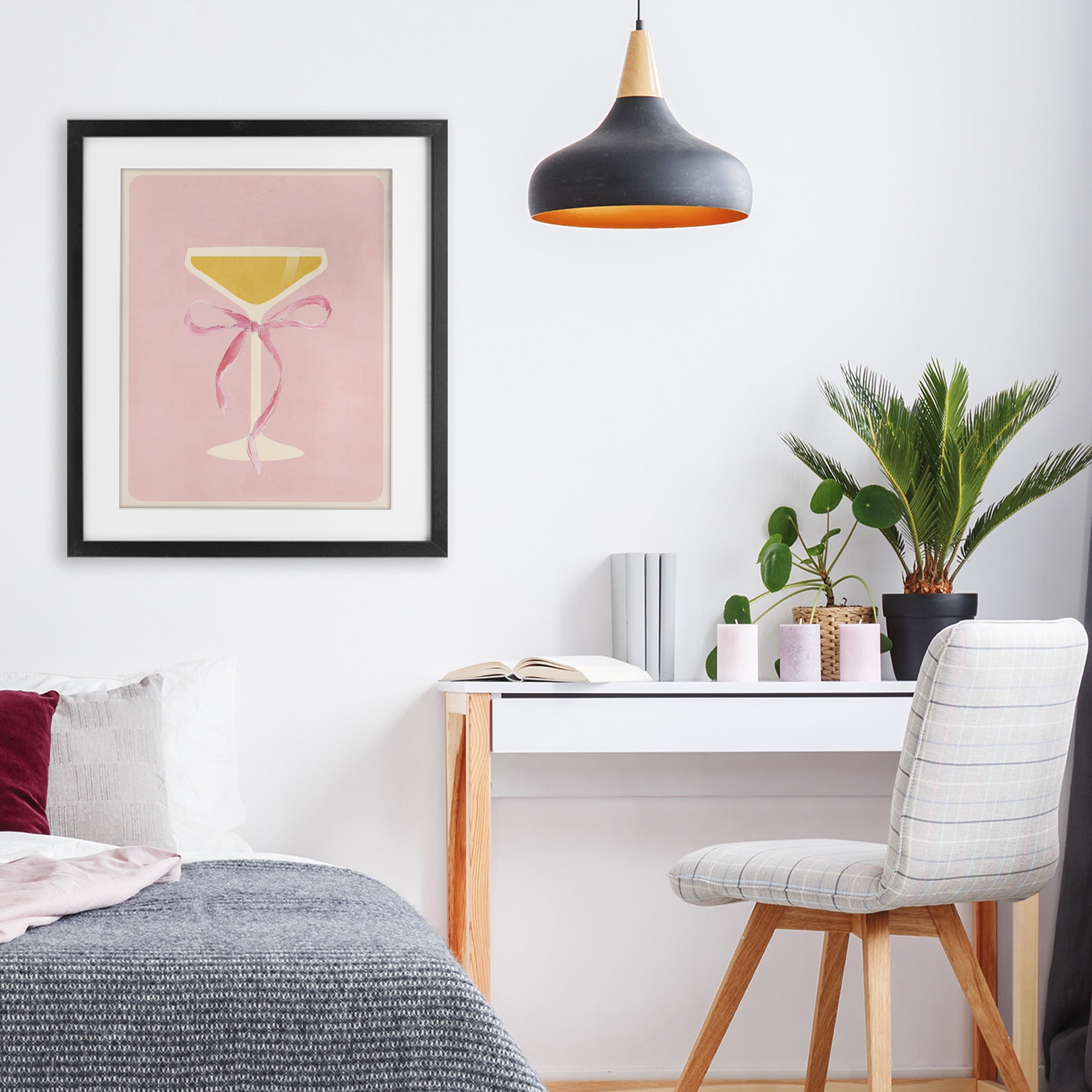 Stupell Industries Champagne Party Glass Black Framed Print Under Glass, design by Lucille Price