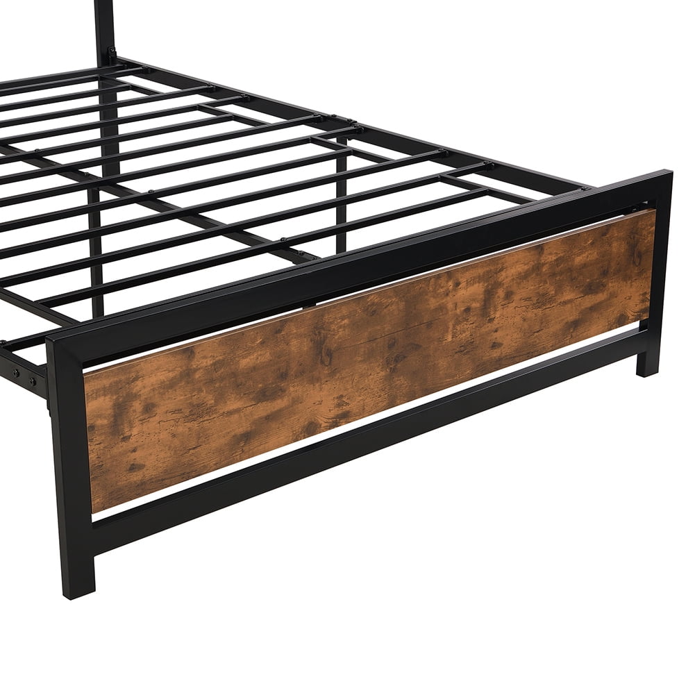 Kadyn Queen Size Platform Bed, Wood Bed Frame with Headboard and Footboard, Metal Bed Frame for Bedroom, No Box Spring Needed, Black Kadyn Queen Size Platform Bed, Wood Bed Frame with Headboard and Footboard, Metal Bed Frame for Bedroom, No Box Spring Needed, Black