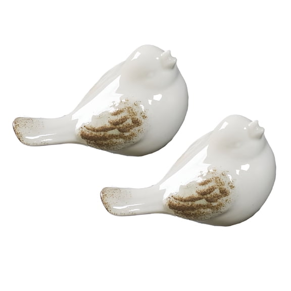 XIBUFE 2Pcs White Ceramic Bird Figurines Nordic Style Statue Set, Modern Minimalist Decorative Birds for Living Room, Bedroom, Office, Garden, Balcony, Home Decor and Gift Giving
