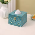 thumbnail image 2 of Funda para caja de pañuelos, diseño vintage de estrellas, franela y madera, 2 of 2