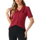 thumbnail image 1 of CAMISA DE CUELLO PETER PAN PARA MUJERES INSPIRE CHIC CON MANGAS CORTAS Y PUFF, BLUSA DE CHIFFON, TALLA XS, ROJO VINO, 1 of 6