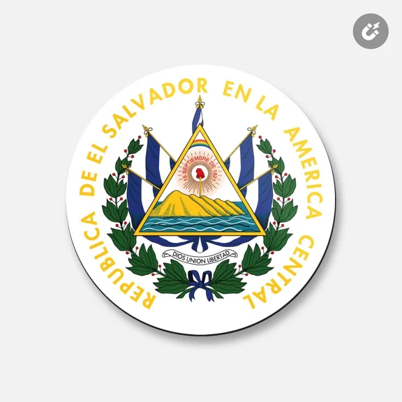 El Salvador Coat Of Arms | 4'' X 4'' Round Decorative Magnet