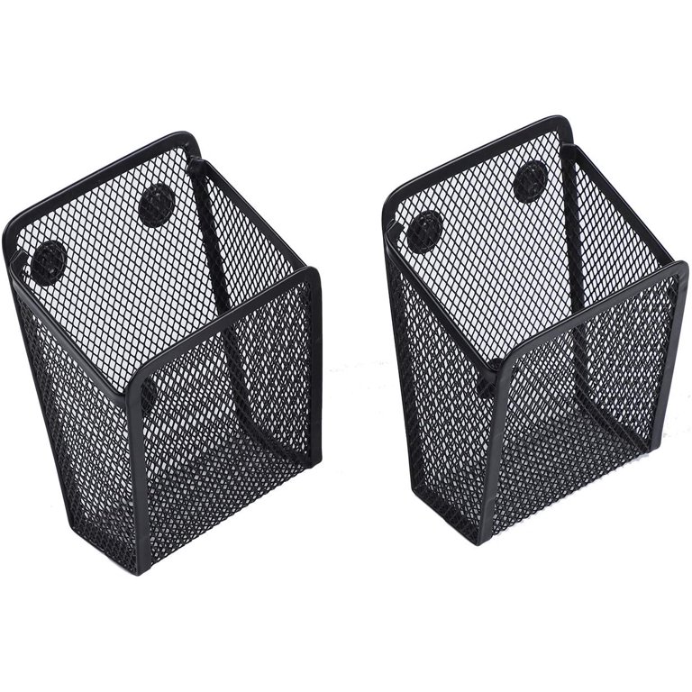 TORUBIA 2 Pack Magnetic Pencil Holder, Mesh Storage Basket Organizer with  Extra Strong Magnet for Refrigerator, Whiteboard, Locker Accessories, Office  Supplies Organizers-Black 