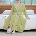 thumbnail image 4 of Wiyuqeen Womens Long Fleece Robe with Hood Warm Soft Anke Length Flannel Bathrobes for Winter Thicker Long House Coat with Pockets, 4 of 5