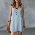 thumbnail image 4 of Guluxicc Women Summer Sleeveless Casual Sundress Loose Fit V Neck Button Front Short Dresses Spaghetti Strap Beach Mini Dress, 4 of 8