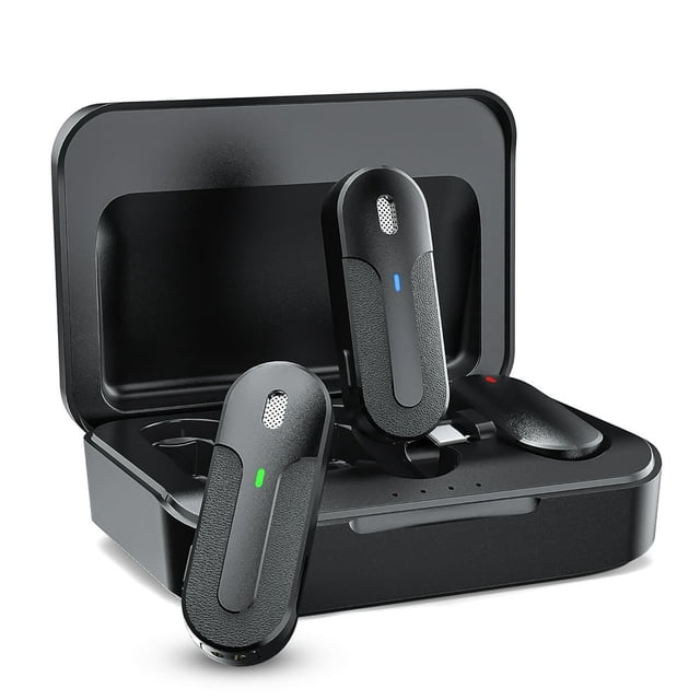 HLONK Microphone Lavalier Sans Fil Compatible avec Android/ 15 Téléphones Réduction de Bruit 2.4Ghz Clip-on Cravate Mini Micro