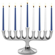 Stunning Sleek Designers Menorah with Candle Set - Elegant High Polished Minorah with 45 Chanukah Candles - fits Standard Size Hanukkah Candles or Oil Cup - High-class 2 in 1 Chanukiah By Zion Judaica