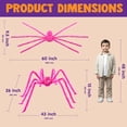 thumbnail image 4 of Joyfy 5 ft Giant Spider Halloween Decorations Outdoor,Poseable Scary Spider Lifelike Hairy Prop for Yard,Haunted House,Tree or Porch Party Decorations,Pink, 4 of 6
