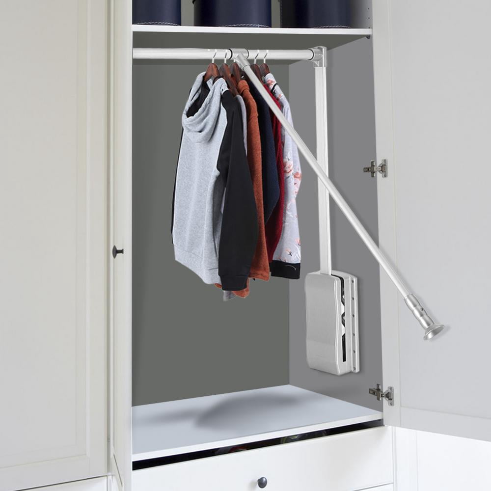 WALFRONT Lift/Pull Down Adjustable Width Wardrobe Clothes Hanging Rail