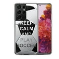 thumbnail image 1 of Shockproof Hybrid Bumper Phone Case for Samsung Galaxy S21 Ultra, by OneToughShield ® - Keep Calm Soccer, 1 of 3