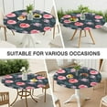 thumbnail image 7 of Round Fitted Tablecloth with Elastic Edges Fits 36"-44" Round Tables Pioneer Colorful Floral Waterproof Table Cover Washable Indoor and Outdoor for Party Kitchen Dinner Banquet Patio Picnic, 7 of 7