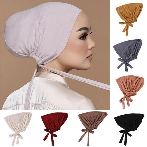 Kiplyki Women Cross Solid Elastic Tether forehead Cap Pierced Hole Earrings Ethnic Small Cap Bottoming Cap Hat