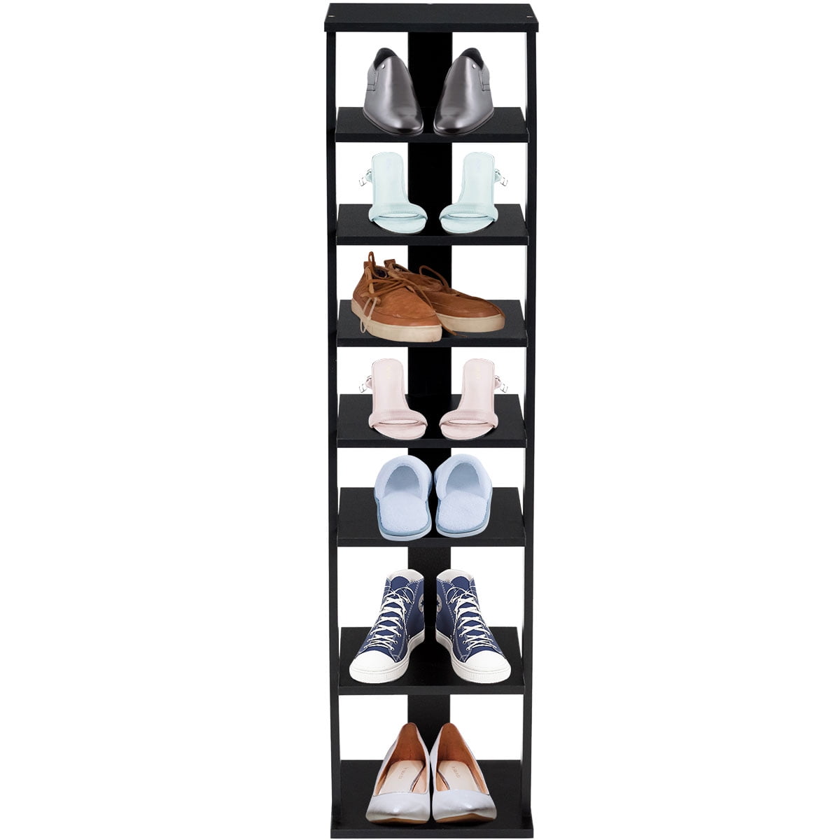 Costway Wooden Shoes Storage Stand 7 Tiers Shoe Rack Organizer Multi-shoe Rack Shoe box Black