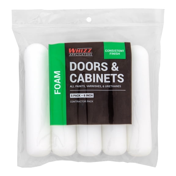 WHIZZ 6-Inch Foam Mini Roller Refills for Cabinets, Doors, Trim & Small Painting Projects
