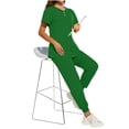 thumbnail image 5 of qolati Scrubs Set for Women 2 Piece Work Sets Short Sleeve V Neck Top Elastic Waist Jogger Pants Set Uniforms Scrub Workwear Green XL, 5 of 10