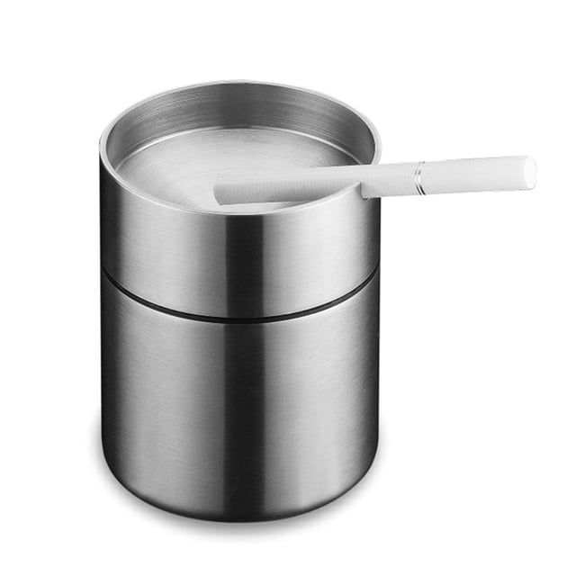 Cenicero De Coche De Acero Inoxidable Con Tapa Cenicero A Prueba De Viento Para El Hogar Y El Coche Cenicero De Mesa Para Interior Y Exterior Yuarrent VI011577-00