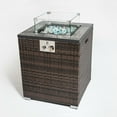 thumbnail image 3 of Resenkos 24-inch Square 50,000 BTU Fire Pit Table with Tile Tabletop and Wicker Base, 3 of 16