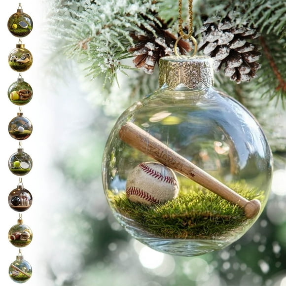 Nsxcdh Crystal Glass Ornament Set 3.15x3.15 in Sports Ball Clear Durable Easy Clean Memorial Xmas Tree Home Room Gift for Sports Lovers Christmas Gifts for Grandkids