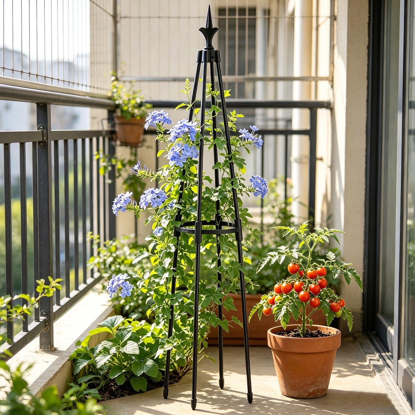 Garden Trellis for Climbing Plants, Support Plant Stand for Indoor and Outdoor, Potted Plants Flowers Vegetables Vines – Tomato Cage Tower for Garden or Balcony by IHHXPRO (Style B,1 Pack )