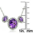 thumbnail image 2 of Sterling Silver 2ct TGW African Amethyst and Diamond Three Stone Necklace, 2 of 2