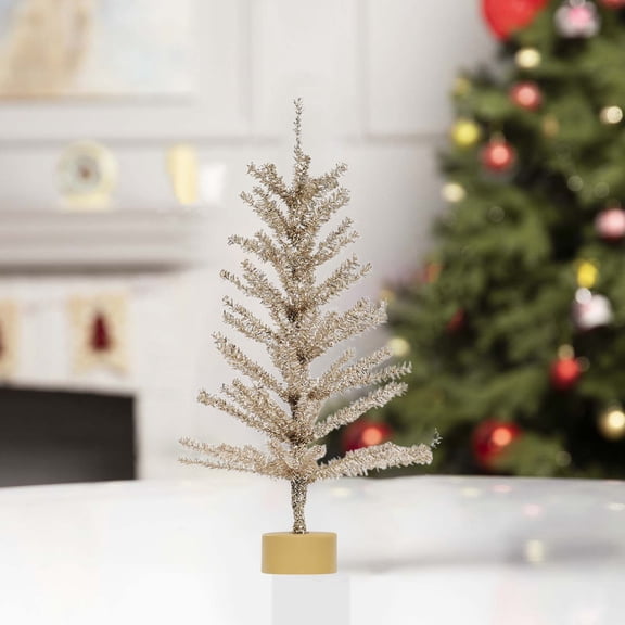 Small Christmas Tree, 2FT Artificial Tabletop Mini Christmas Tree for Office, Desk, Indoor, Outdoor, Holiday Xmas Party Decoration, Not Pre-lit Lights, Easy Assembly, Beige