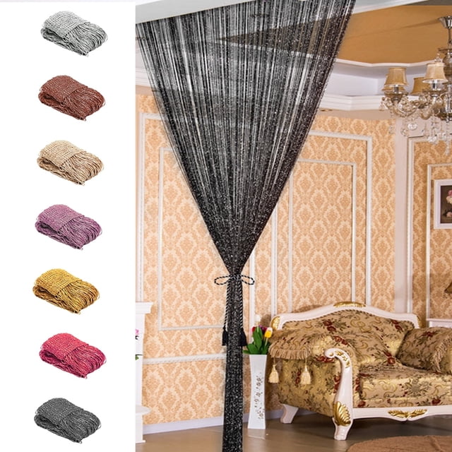PENGXIANG String Door Curtain Fly Screen Window Panel Tassel Fringe Beads Room Divider 1m(W) * 2m(H)