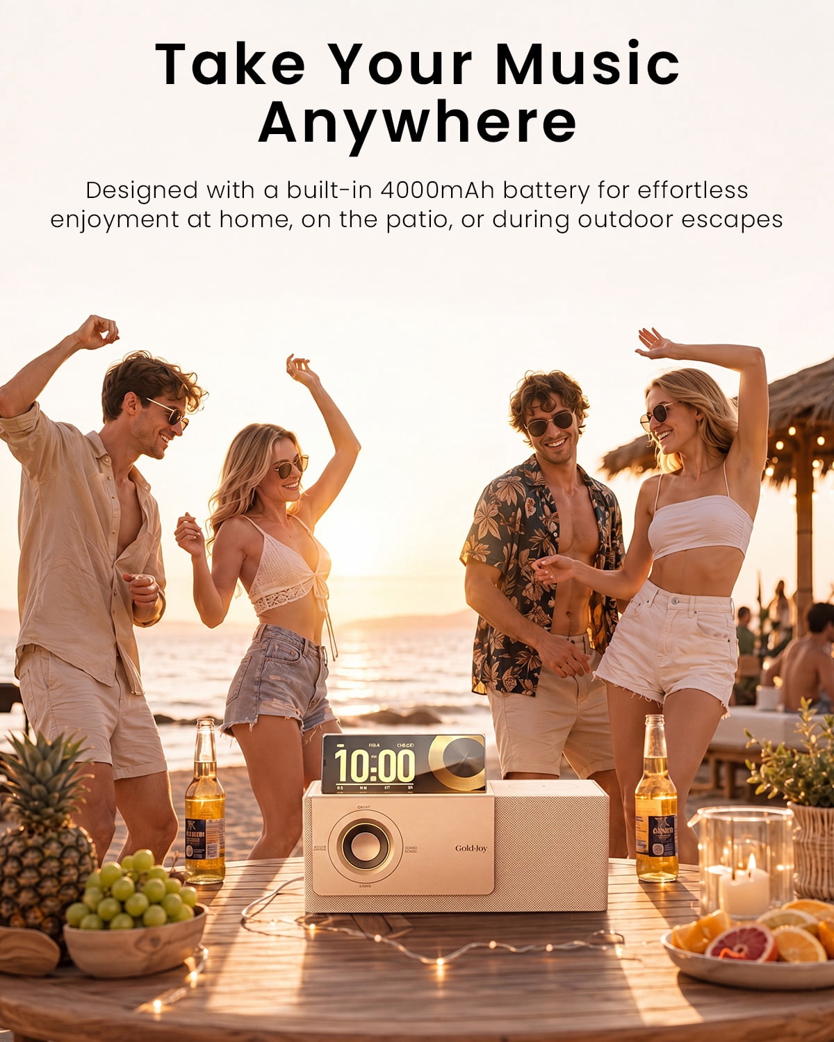 GoldJoy Bluetooth Portable Speaker, Gold
