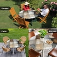 thumbnail image 4 of Gray Brown Round Tablecloth for 45-54 Inch Tables, Fitted Table Cover with Elastic Edge, Abstract Oil Painting Color Blocks Waterproof Outdoor Table Cloth Protector for Patio Garden Dinner Picnic, 4 of 9