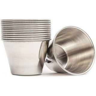 SHERCHPRY Sauce Cups Stainless Steel: Condiment Cups Ramekin Dipping Sauce  Cup Mini Ice Cream Containers With Silicone Lids Pudding Bowls Cream Jar