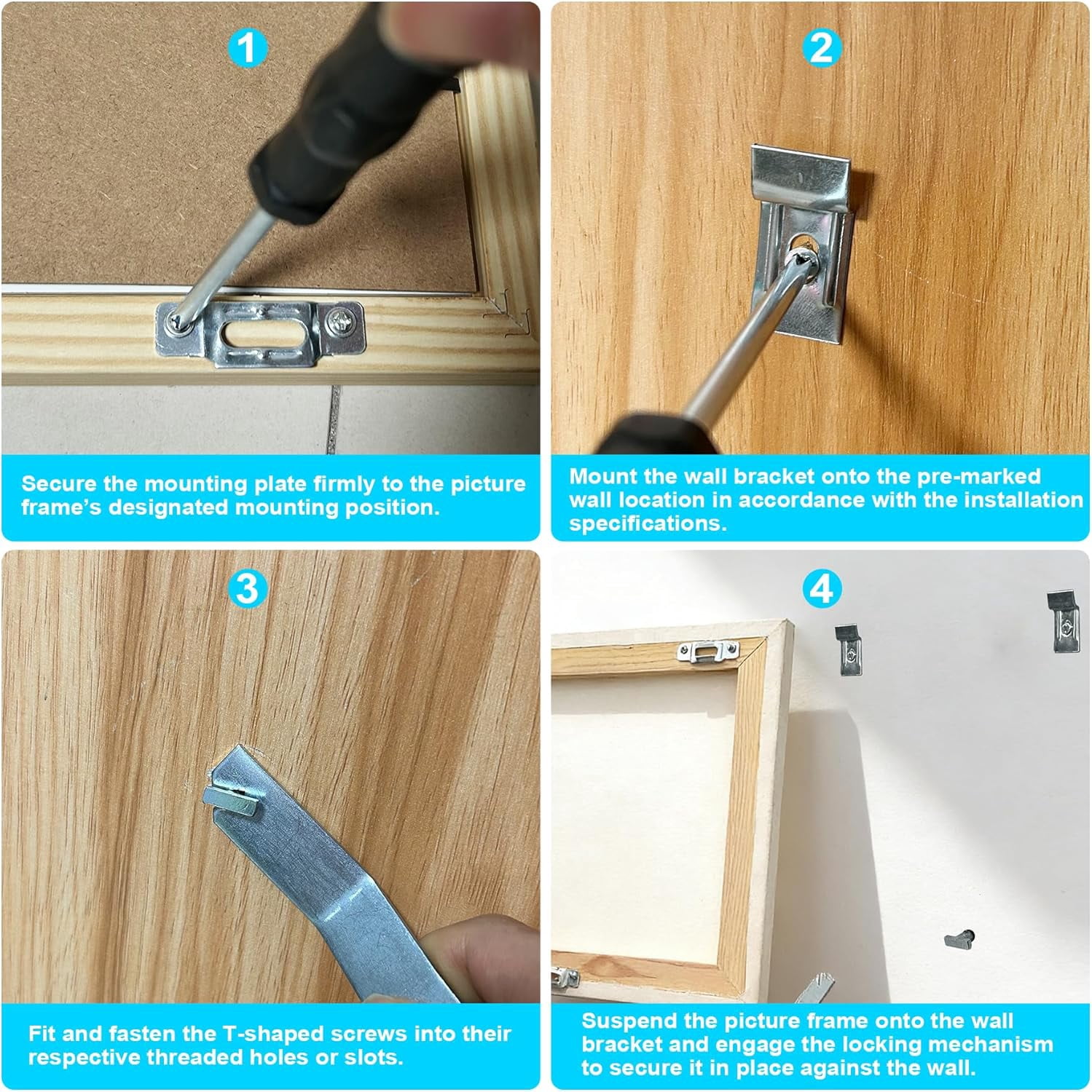 RGHJAR-30 Packs 15LB Frame Lock Security Hanging Kits, Lock Security Picture Hangers with T-Head Screws for Art Anti-Theft in Museums, Art Galleries, Restaurants or Hotels
