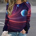 thumbnail image 2 of Galaxy Star Outer Space Womens Casual Crewneck Sweatshirt Long Sleeve Tops Cute Pullover Loose Fit, 2 of 7