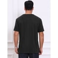 thumbnail image 3 of DARING DIVA Men's Henley Short Sleeve Button Down Jacquard Knitted T-Shirt M Black, 3 of 7