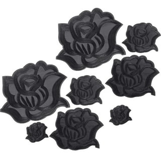  SEWACC 60 Pcs Black Rose Patch Knee Patches for Jeans Girl  Beanie Jeans Patches Iron on Inside Jean Patches Iron on Inside Thigh  Flower Clothing Patches Girl Hats Coat Polyester Household 