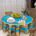 thumbnail image 4 of Blue Lemon Tablecloth Round 60 Inch Spring Summer Flower Table Cloth Wrinkle Resistant Boho Floral Farmhouse Table Cover Decorative for Home Kitchen Dining Indoor Ondoor Party Picnic, 4 of 4