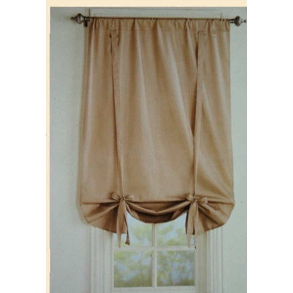 Vintage Balloon Window Curtain Tie up Pullup Curtain 35"*63",Cotton,Brown