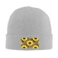 thumbnail image 2 of ZICANCN Sunflowers Leopard Background Knit Beanie Hat, Winter Cap Soft Warm Classic Hats for Men Women, Gray, 2 of 8