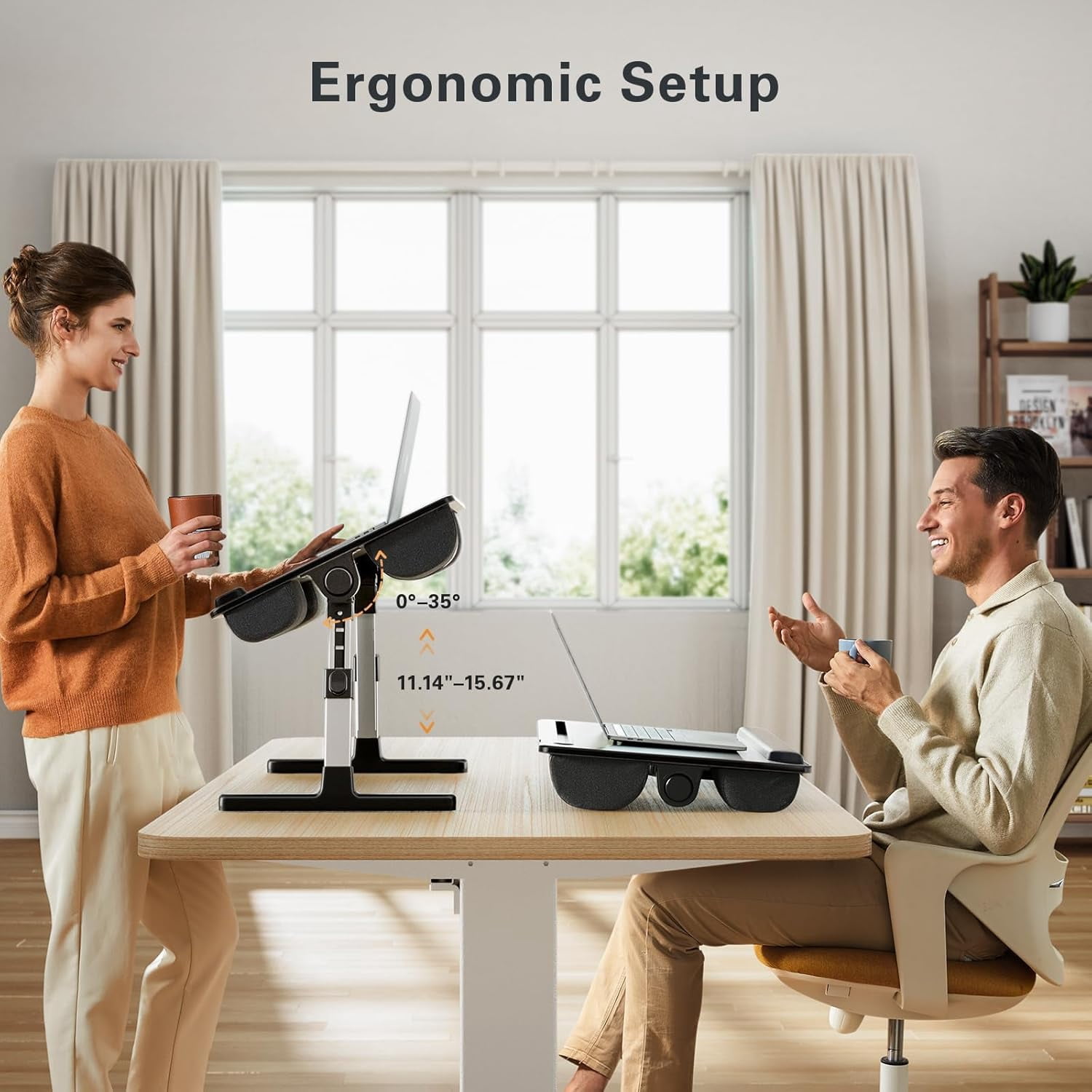 Laptop Bed Desk, Laptop Tray Computer Lap Desk for Bed Couch Sofa Floor, Bed Tray for Working, Eating, Foldable Lap Stand Table with Height Adjustment & 35° Adjustable Tilt Angle, HNLD19