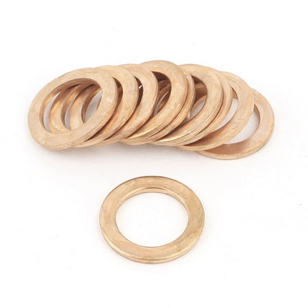 - Unique Bargains 10PCS 24mm OD 16mm ID 2mm Thick Copper Washer Flat Ring Oil Brake Line Seal