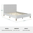 thumbnail image 6 of Martha Stewart Britta Full Upholstered Platform Bed with Rounded Headboard, Piped Detailing and Cushioned Siderails, Wood Slat Bottom, No Box Spring Needed, Gray, 6 of 11