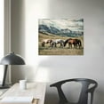 thumbnail image 4 of Acheng Horses Framed Wall Art Decor: The Small Size Western Farmhouse Wooden Picture Vintage Rustic Painting Wild Animals Walking in the Vast Grassland Artwork for Living Room 16x12in, 4 of 6