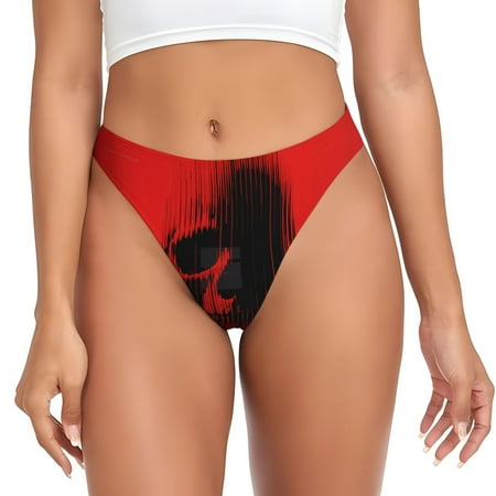 Thongs for Women - Minimalist Skull Red No Show Seamless Womens Thongs Underwear  Stretch G String Thongs for Women  Ladies Breathable Kawaii Thong Bikini Panties Briefs