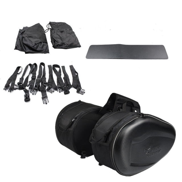 2Pcs Black 18-29L Motorcycle Saddle Bag Luggage Storage Saddle Side Box