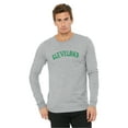 thumbnail image 2 of Daxton Retro Cleveland Arch Font Long Sleeves TShirt Soft Medium Weight Cotton, Hgray Tee Green Font, L, 2 of 2