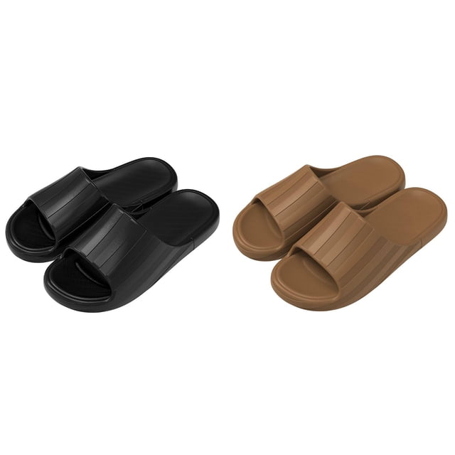 (2-Pack) Rinsvye Couples Women Men Solid Open Toe Slippers for Men Shower Room Home Non Mens Slippers Size 13 Wide Slip Breathable Massage Soft Sole Quick Drying Slipper Comfortable Flat Shoes